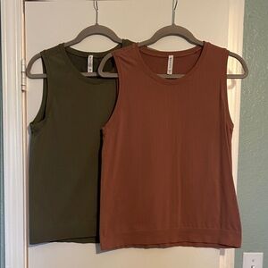 Sleeveless Olive and Rust Tops
